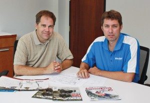 John Prusak (left) and Mark Rosacker bring a lifetime of snowmobile riding experience as they map out the Big East Powersports Show and the Rocky Mountain Snowmobile Expo.
