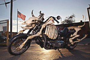Billie Grace Lynn’s Mad Cow motorcycle is designed to run on vegetable oil. Lynn toured the U.S. on the bike this summer to bring awareness to industrialized meat production and other environmental issues.
