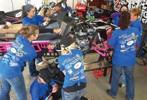 A group of nine women, including two teenage girls, built their Ladies Ride snowmobile built project over the course of two days — one day ahead of schedule. Aside from the build project advocating for female snowmobile riders, the group also hosts several Ladies Ride events throughout the western states, as well as releasing a Ladies Ride calendar every year.