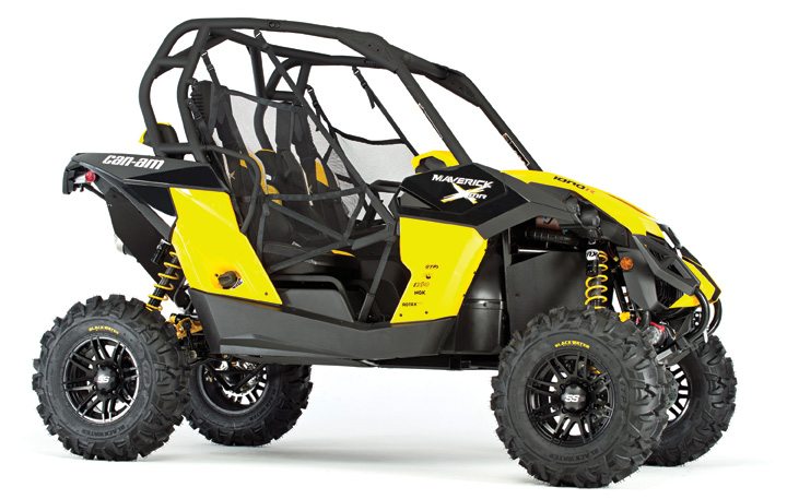 A Can-Am Maverick 1000R X rs outfitted with ITP Black Water Evolution tires on the new ITP SS316 Black Ops wheels (matte black finish).