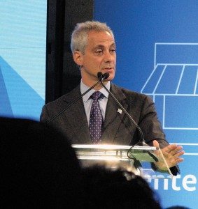 Chicago Mayor Rahm Emanuel made a surprise appearance at the Facebook Fit event in Chicago, taking a few minutes to speak to the attendees of the afternoon session.